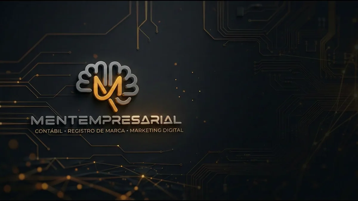 Símbolo Mentempresarial sobre uma rede de conexões douradas